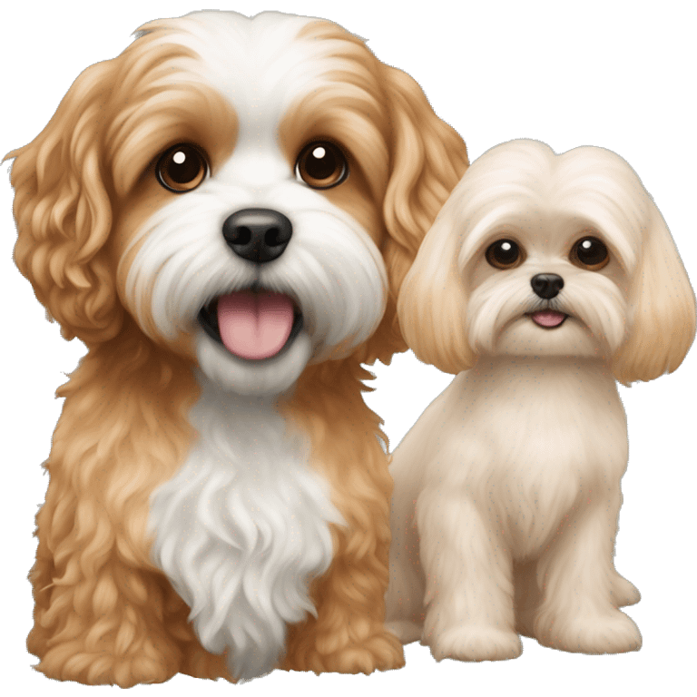 Peach large cavapoo next to a shitzu emoji