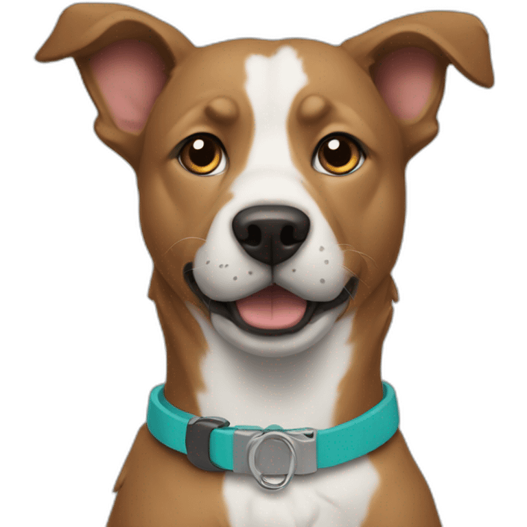 Dog with a collar with the name Corentin written emoji