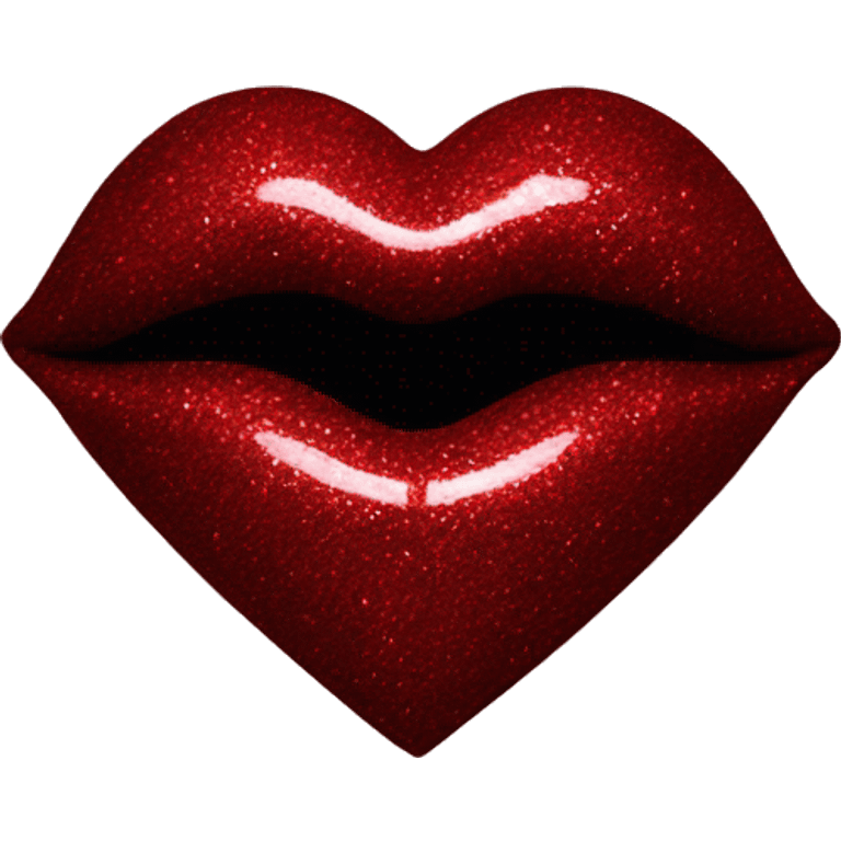 glittery dark red heart with lips underneath  emoji