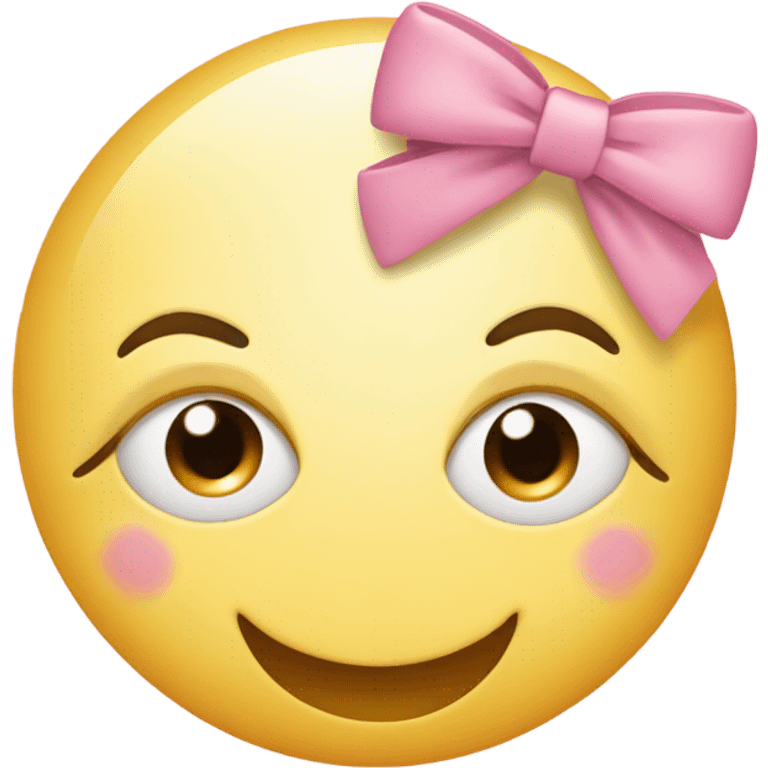 Light pink smiley with two little bows and eyelashes  emoji