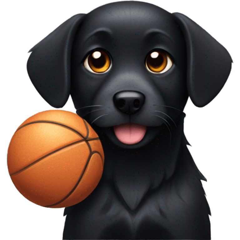 Black dog with ball emoji