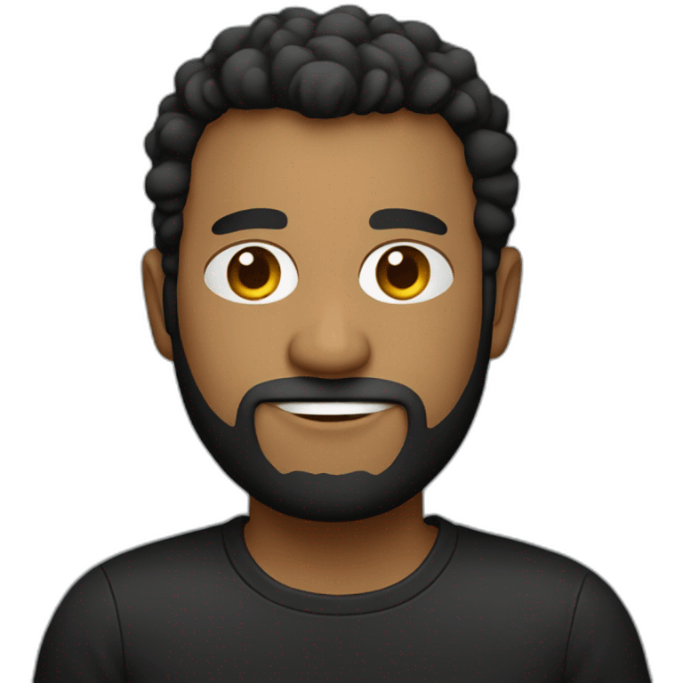 programmer with a little beard, black t-shirt and macbook emoji