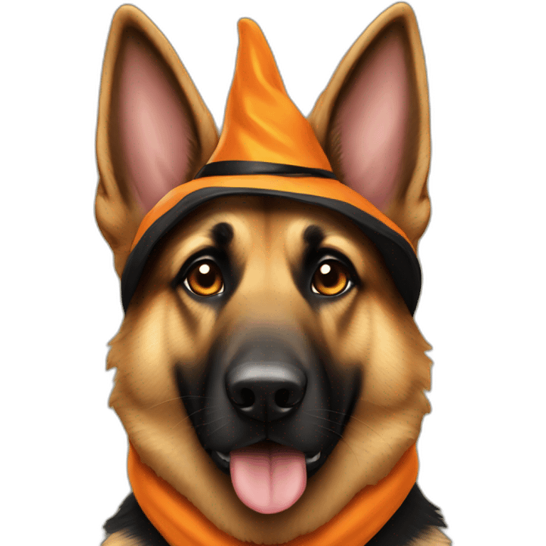 German Shepard with a Halloween costume on emoji