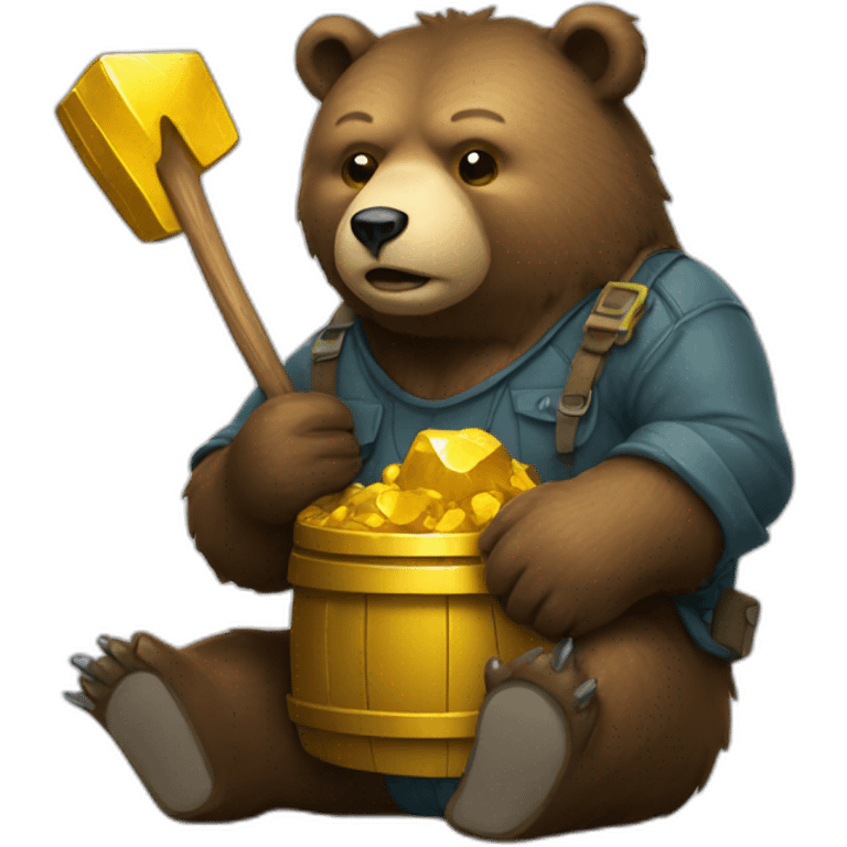 bear with gold mining pick emoji