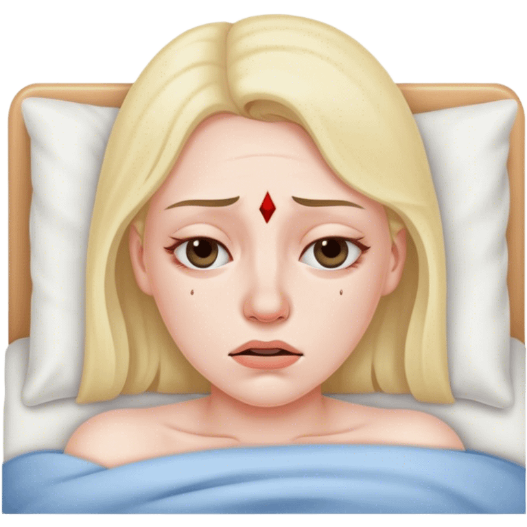 Woman In bed with sinus pain  emoji