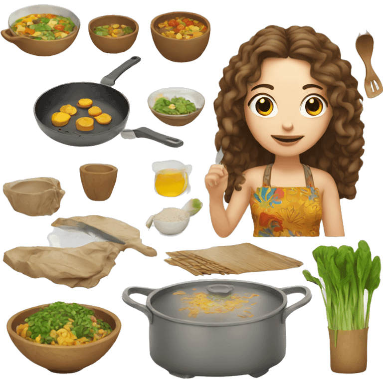 Hippie woman white skin cooking emoji