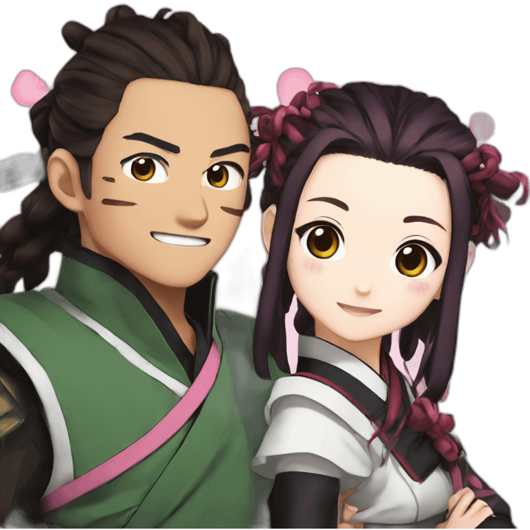 Tanjiro with nezuko from demon slayer emoji