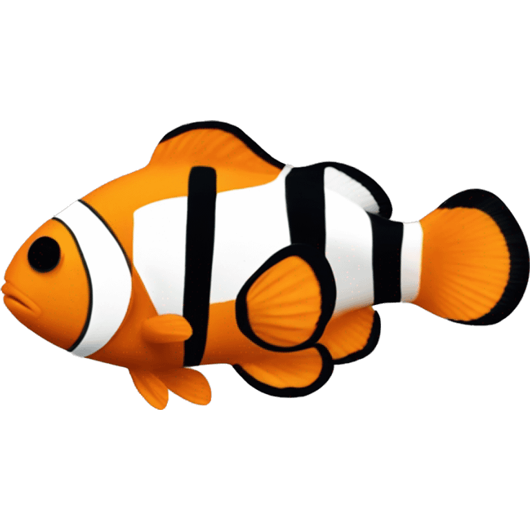 a little clownfish has an orange body and three vertical black and white stripes. emoji