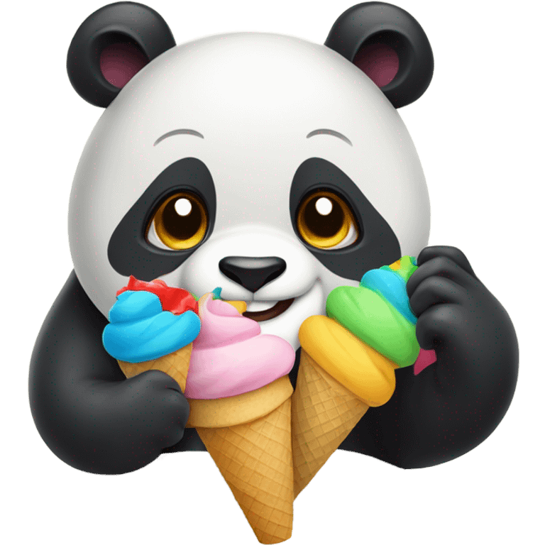 Panda eating ice cream emoji