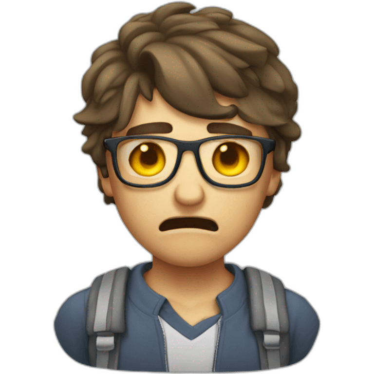 crying nerd beaten up emoji