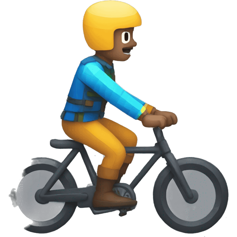 Pixel art man riding a bike emoji