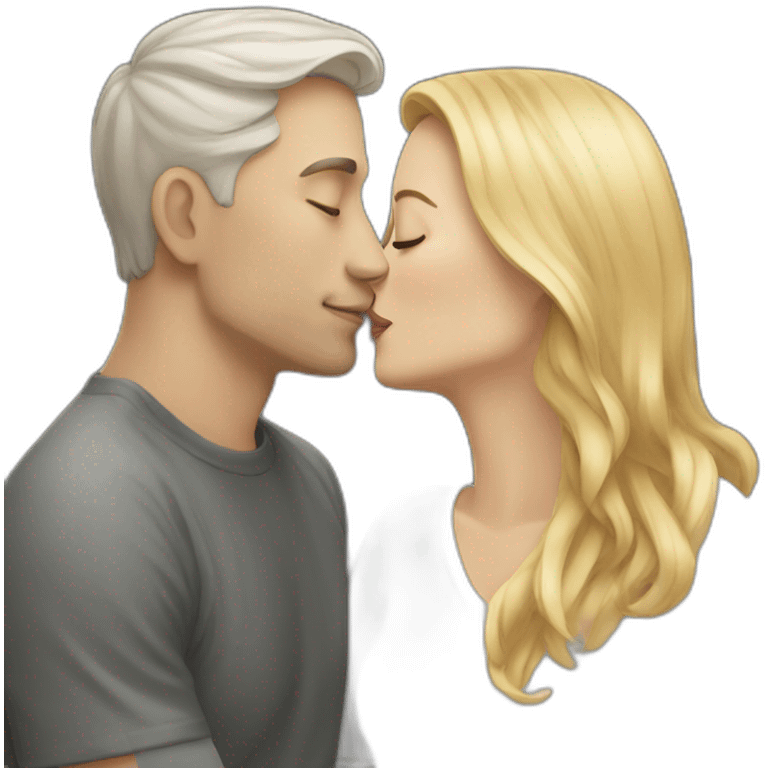 A white women kissing a white man emoji