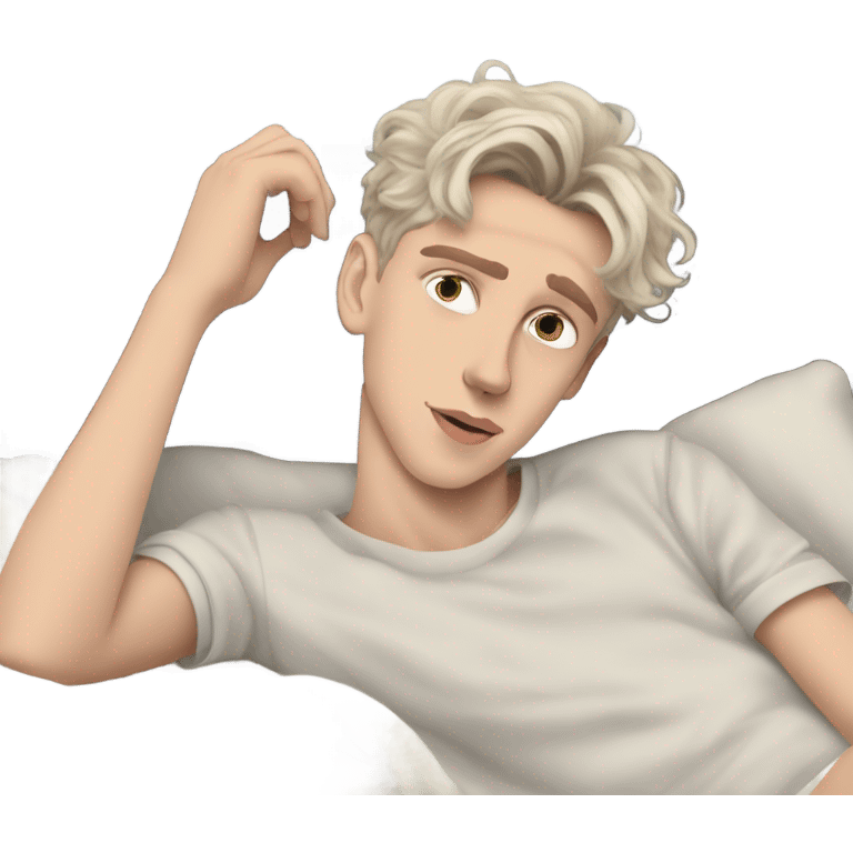 Troye Sivan on bed emoji