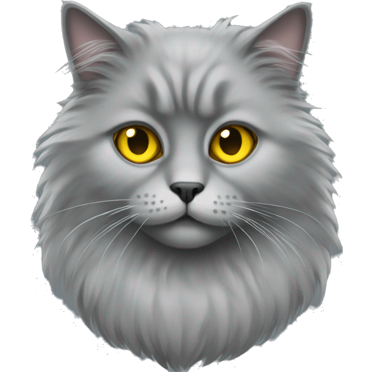 Grey fluffy cat with yellow eyes  emoji