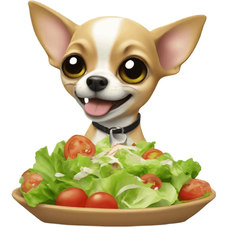 Chihuahua eating salad emoji