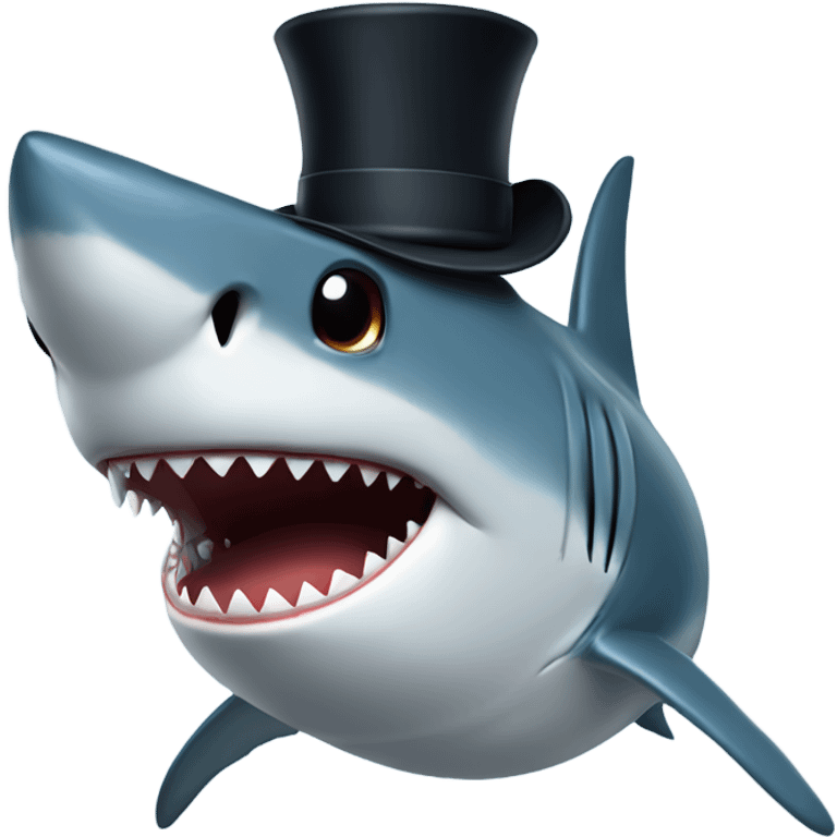 Shark with a top hat emoji