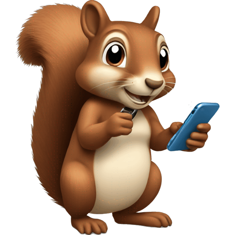 Squirrel using mobile phone emoji