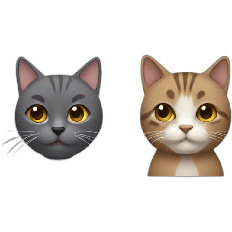 a gray cat with black strip and a brown man with a mustach with dark blond hair emoji