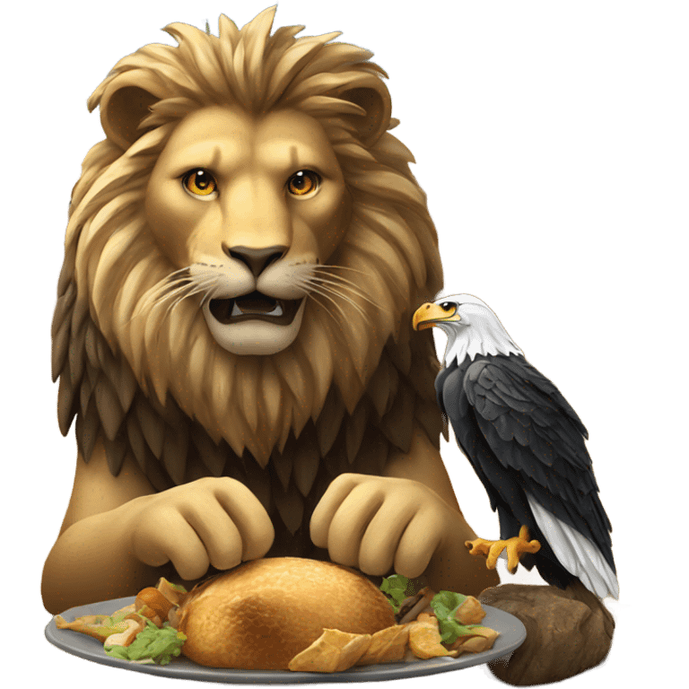 Lion eating an eagle emoji