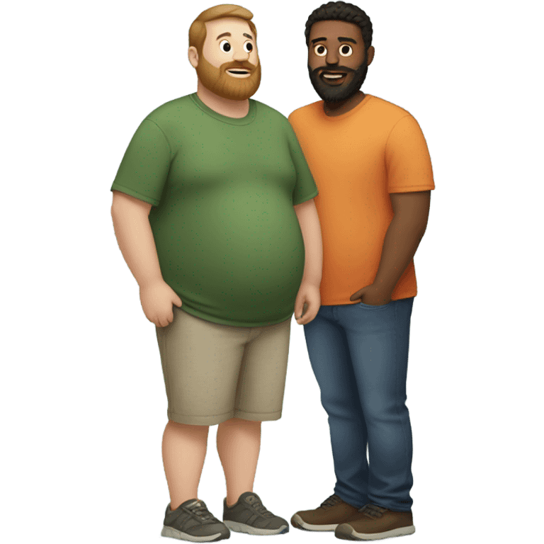 Pregnant Fat bearded man and fit husband emoji