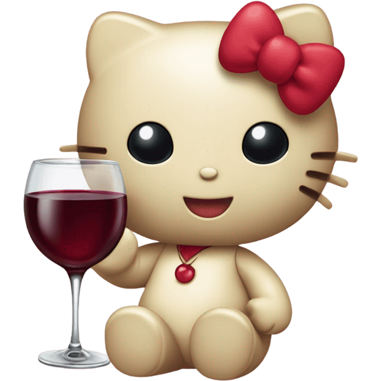 Hello Kitty drinking red wine emoji