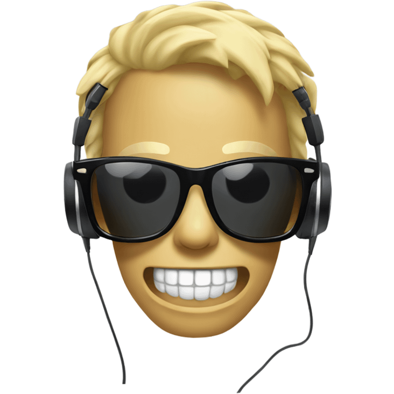 Skull with blonde hair wearing wayfarer sunglasses and headphones emoji