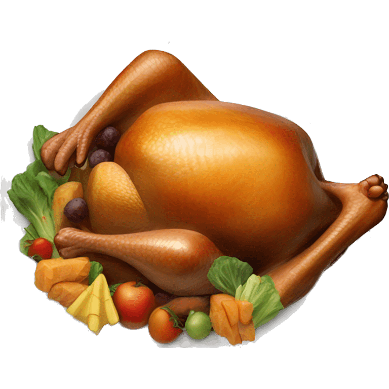 turkey next to a big plate of food emoji