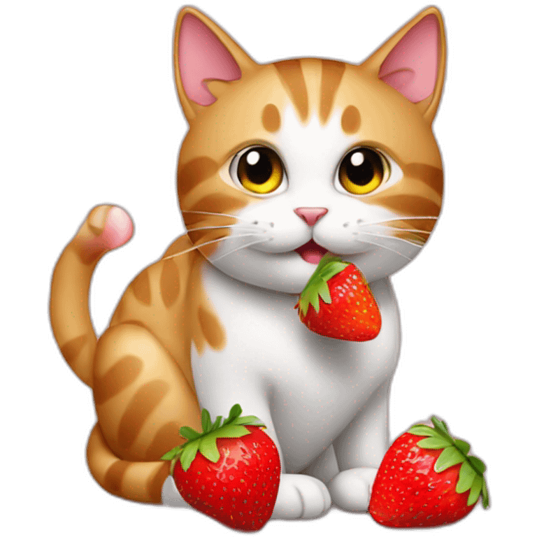 cat eating a strawberry emoji