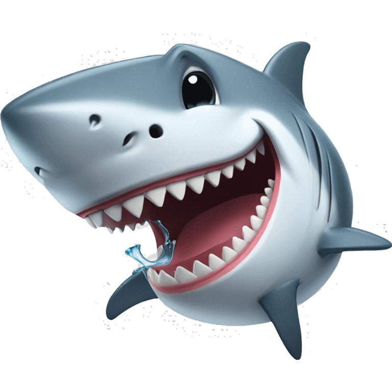 shark brushing his teeth emoji