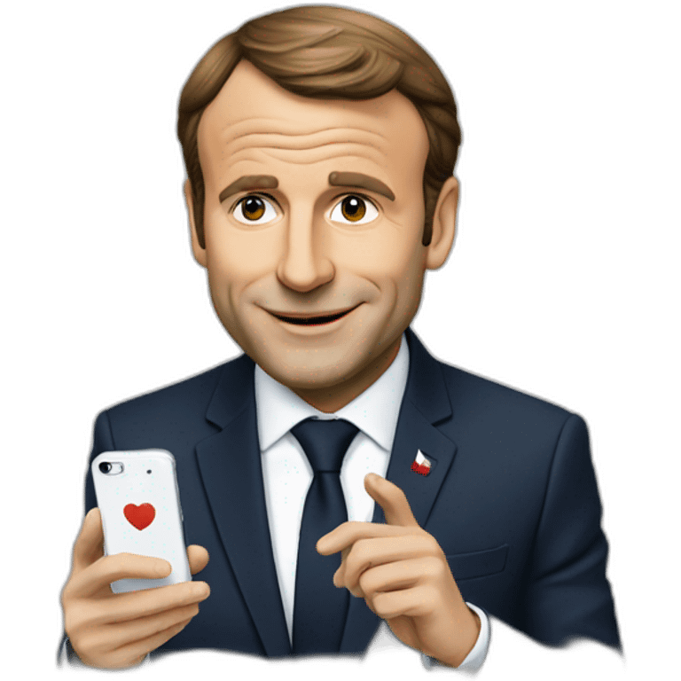 Macron avec un Iphone emoji