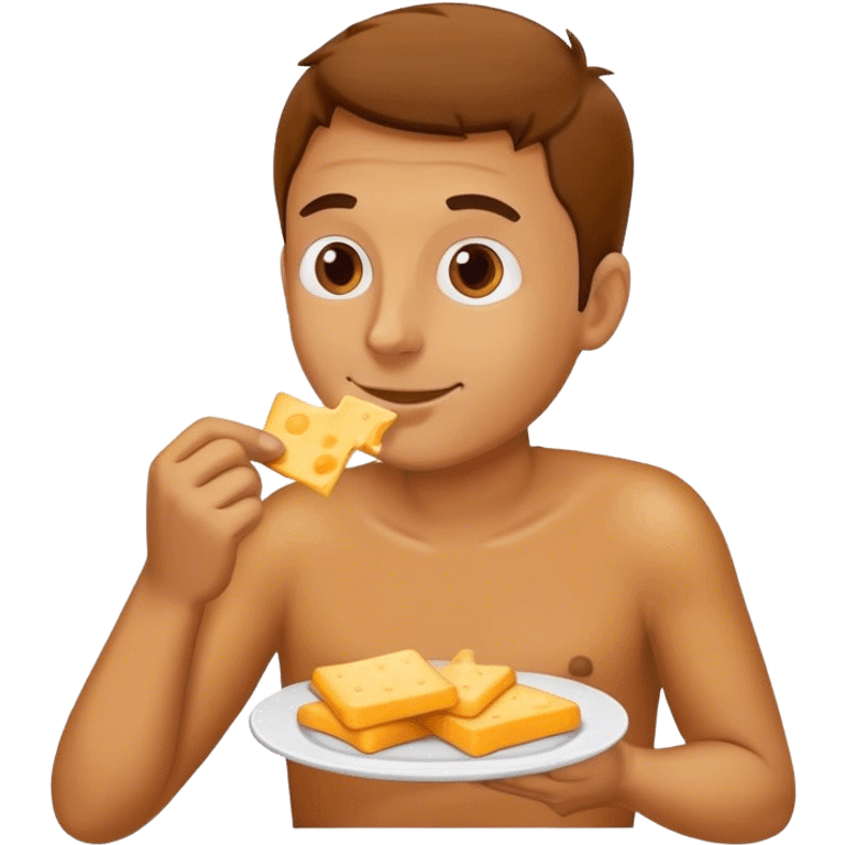 Man eating cheese and crackers emoji