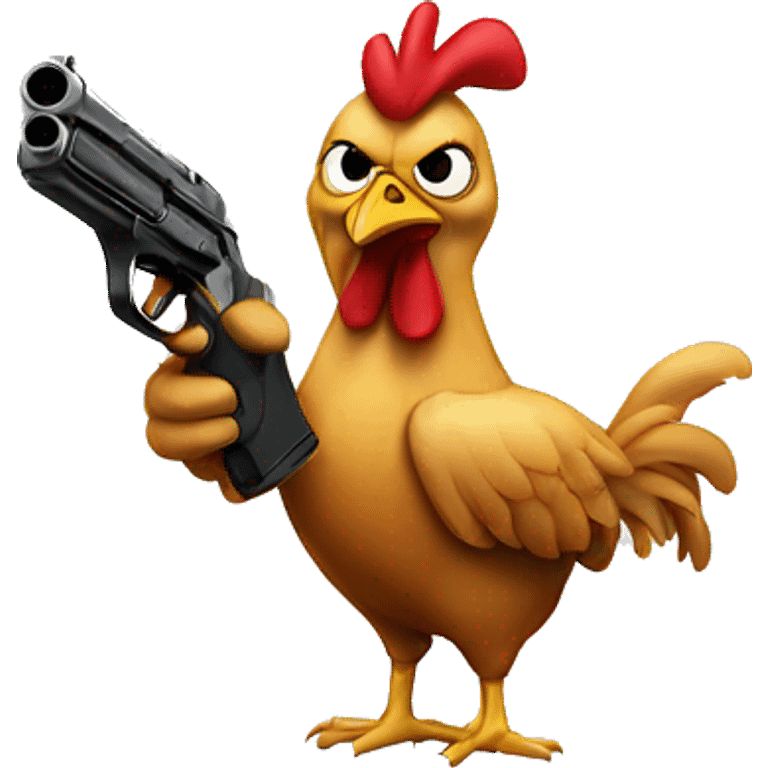 Chicken pointing a gun emoji