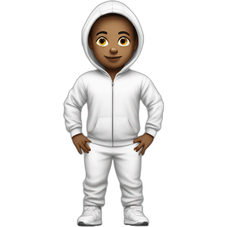 midget stands in a white track suit emoji