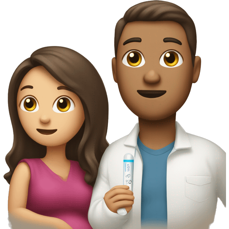 couple looking at pregnancy test emoji