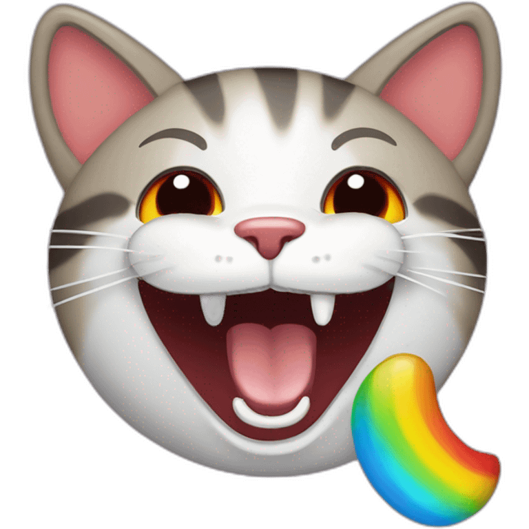 Cat, laughing, red eyes, blue tongue, rainbow furr emoji