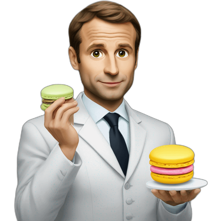 Macron faisant dodo avec un macaron emoji