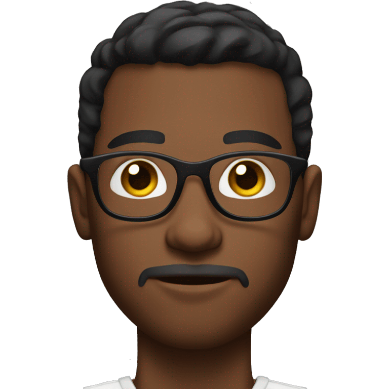 muscular young man with round glasses, dark skin and short beard emoji