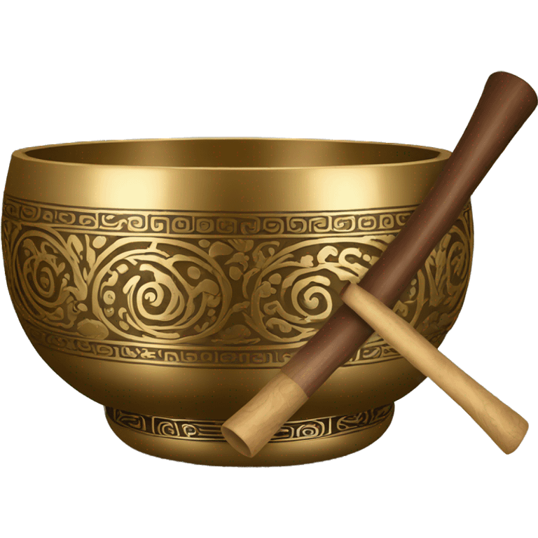 ornate Tibetan Singing bowl with stick emoji