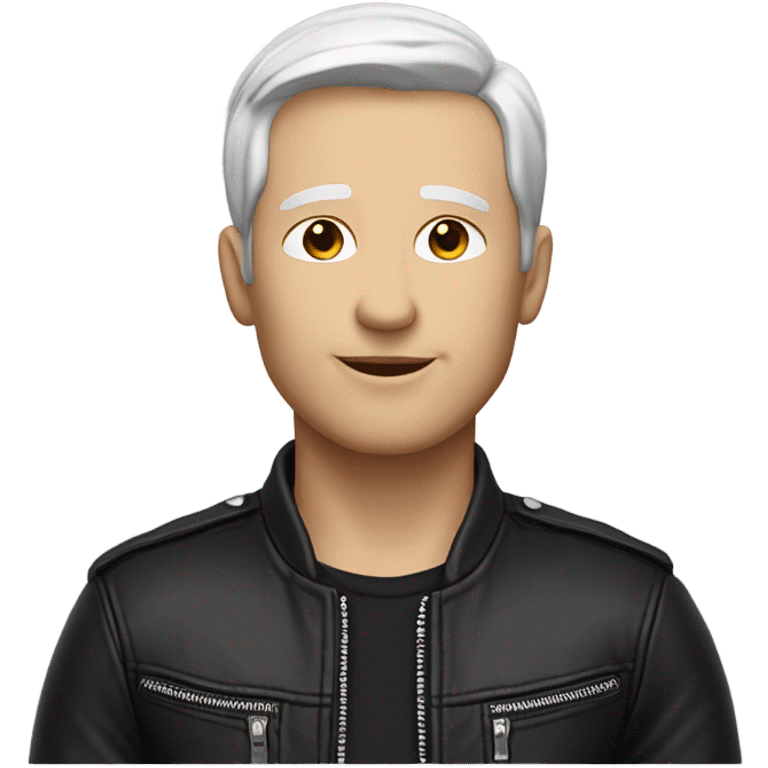 I want an emoji of a white-skinned man, wearing a black leather jacket. He must be looking at the sky. emoji