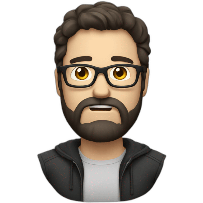 angry white man with beard, medium lenght dark hair and glasses emoji