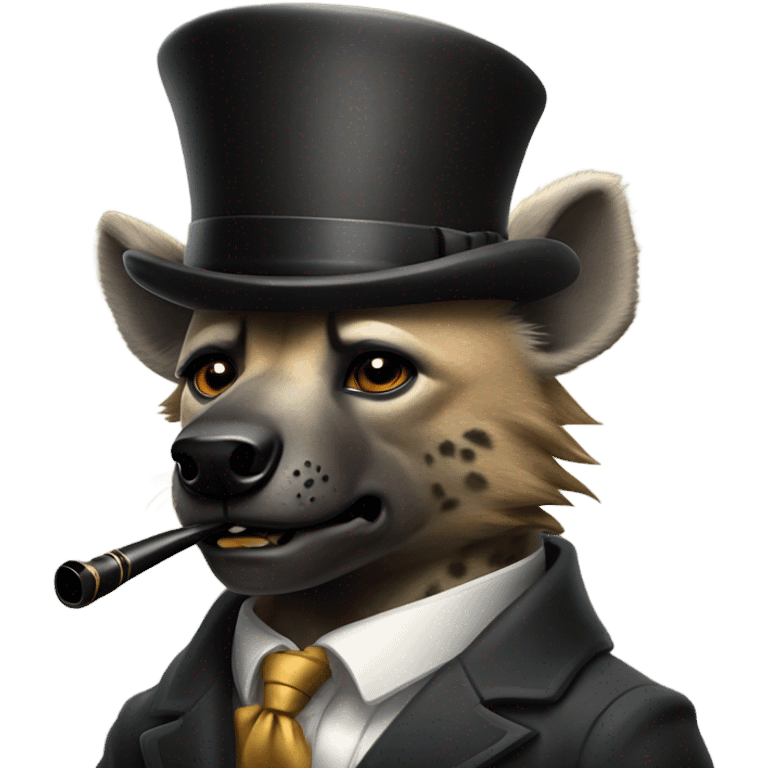 Male, muscular, hyena, smoking pipe, top hat, fancy, high class emoji