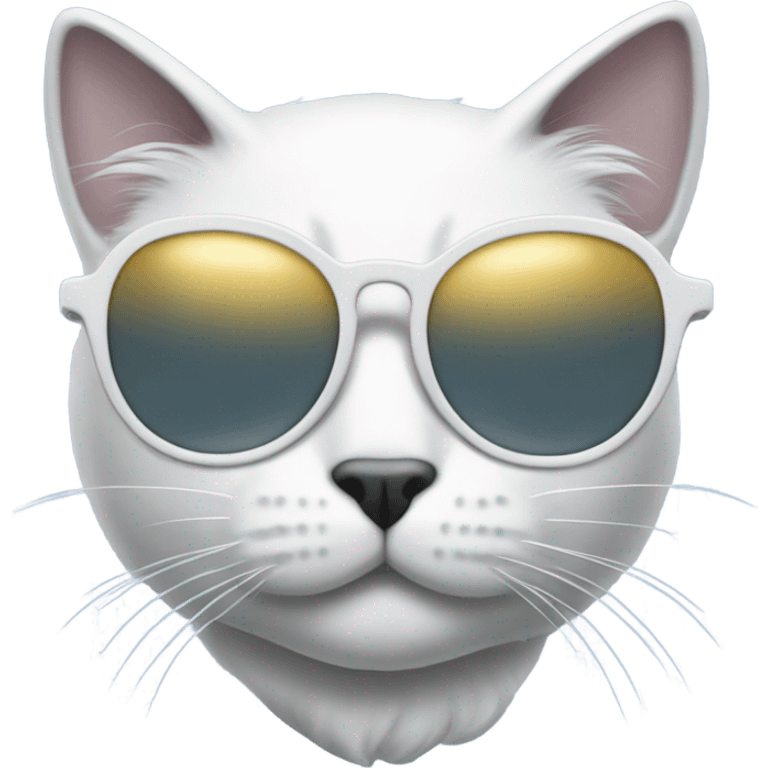 White and gray cat with a tail of a merman and wearing sunglasses emoji