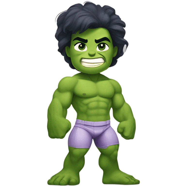 Mini cute Hulk with she hulk emoji