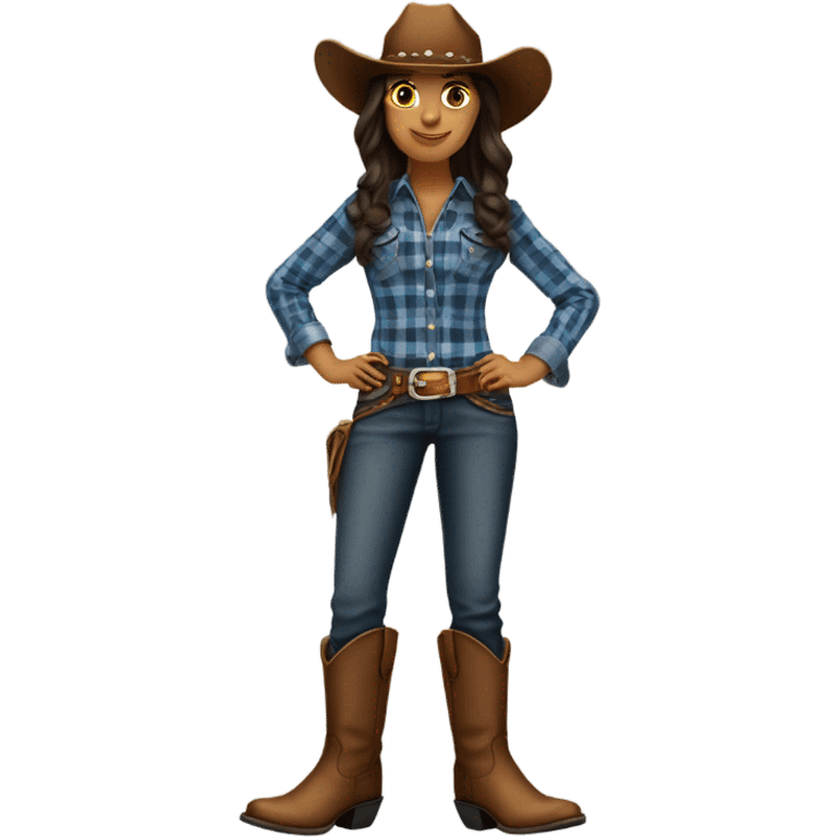 Brunette cowgirl emoji