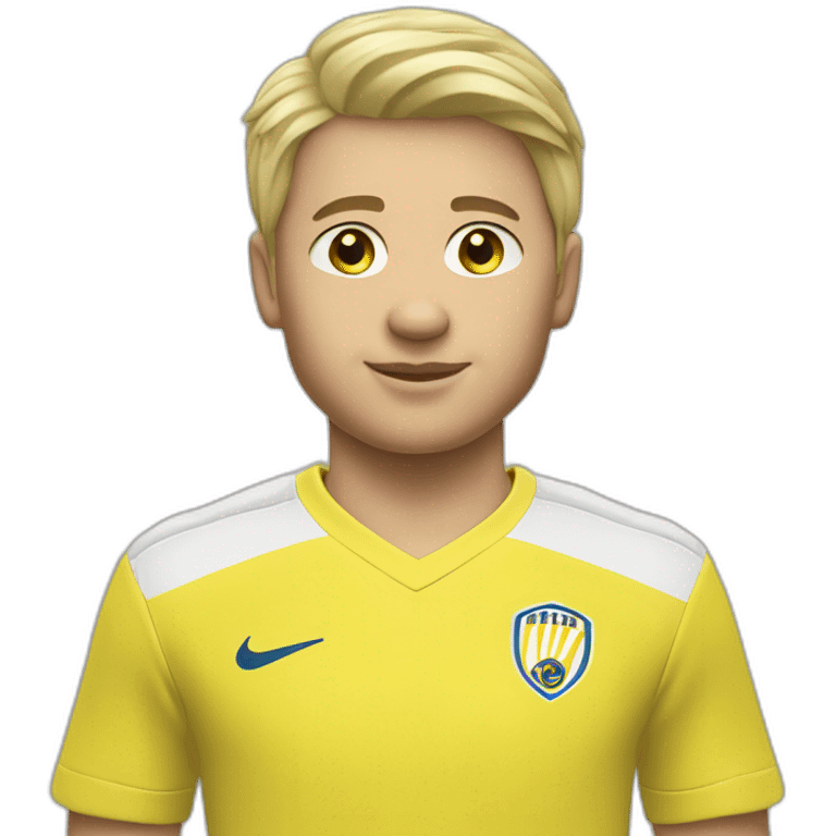 Petit garçon blond  nike jaune de foot emoji