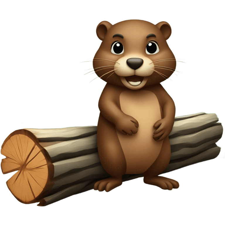 Beaver with a log emoji