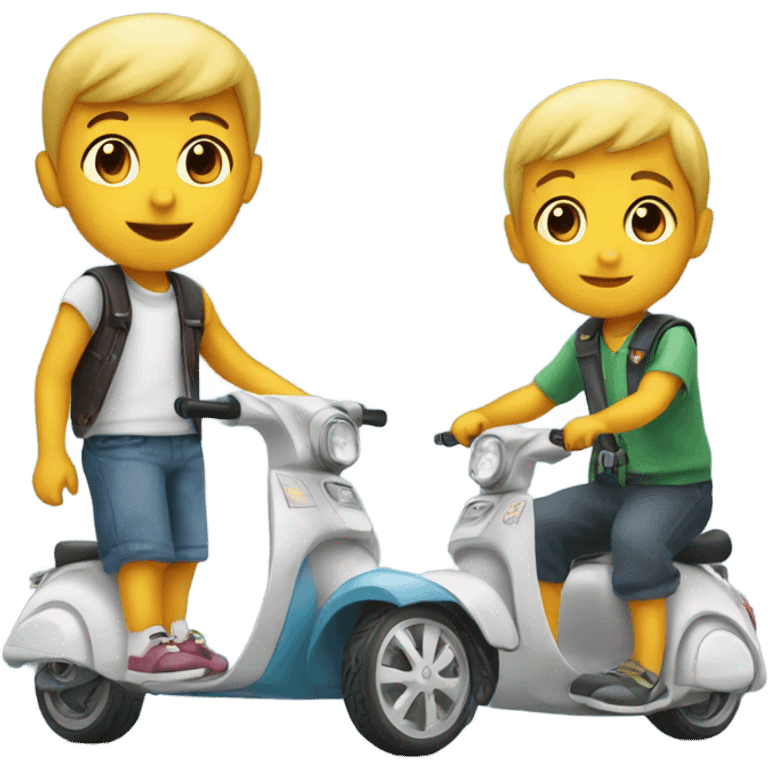 Child with scoot and ride emoji