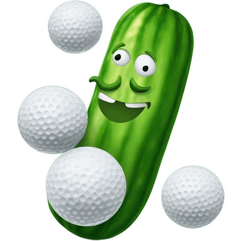 Cucumber in front 2 golf balls next to eachother touching  emoji