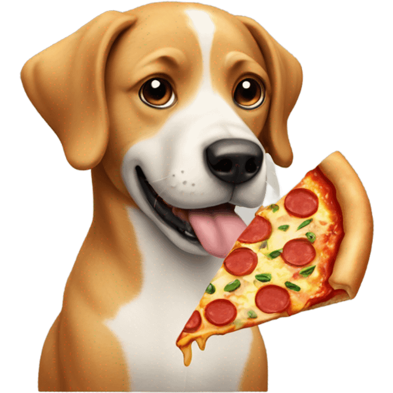 Dog with a piece of pizza emoji