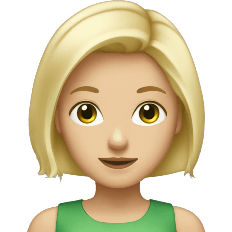 Blonde girl with short dark blonde hair and green eyes emoji